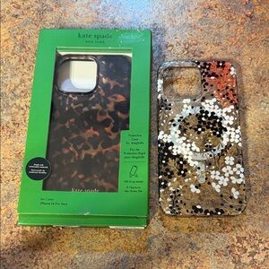 Kate Spade Floral iPhone 14 Pro Max Case - Black, White, and Brown 2